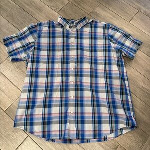 The Foundry Supply Co. Blue Plaid Short-Sleeve Button-Down Shirt